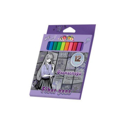 Фломастеры 12 цветов в картонной коробке Anime, в кор. 14*12см 