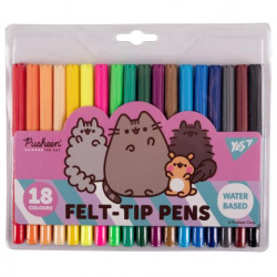 Фломастери 18 кольорів "Pusheen friends". 19*14*1см, ТМ Yes, Україна, арт: 650550