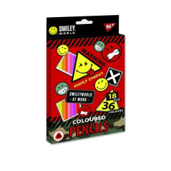 Карандаши цветные 18/36 цв. "Smiley World", мальч., в корр. 18*13см, ТМ Yes, Украина, арт: 290608
