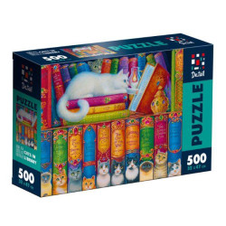 Пазли Puzzle De.tail. Кішки в бібліотеці. 500 деталей (укр), в кор. см, ТМ Vladi Toys, Україна, арт: DT500-11