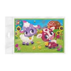 Мягкие пазлы А5. Коровка и овечка, пак. , ТМ Vladi Toys, Украина, арт: VT1104-23