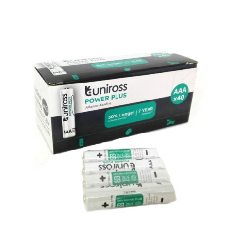 Батарейка Uniross щелочная Power Plus Alkaline AAA 1.5V – BX40, ЦЕНА ЗА УП. 40ШТ, арт: 321890