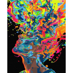 Картина за номерами Люди. Вибух креативу, чорний фон, з фарбами металік, флуоресцентні, 40х50см, в термопакеті, Brushme (BSB0030)