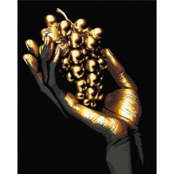 Картина по номерам Натюрморты. Золотая гроздь, черный фон, с красками металлик, флуоресцентные, 40х50см, в термопакете, Brushme (BSB0003)