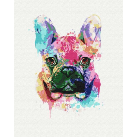 Картина за номерами Тварини. Барвистий бульдог, 40х50см, в термопакеті, Brushme (BS51398)