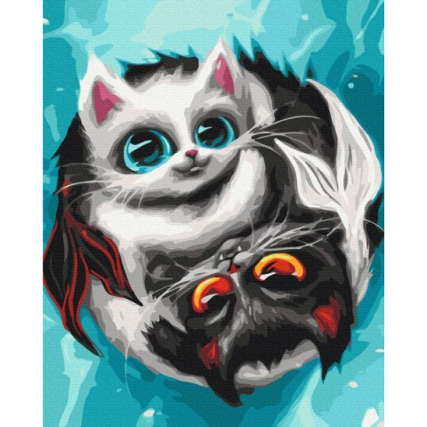 Картина по номерам Животные. Котики Рыбы, 40х50см, в термопакете, Brushme (BS53971)