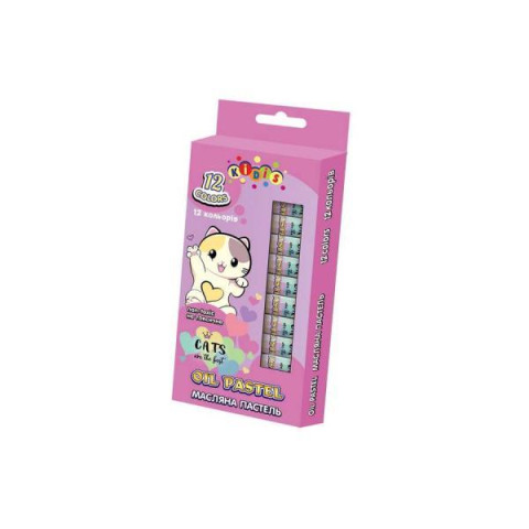 Пастель олійна 12 кольорів, KIDIS Cats, в кор. 20*9*1см, арт: 9157