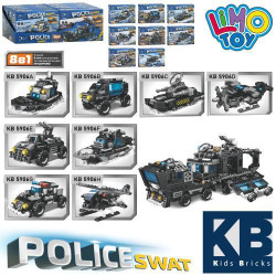 Конструктор LIMO TOY поліція, транспорт, від 91дет, ЦІНА ЗА 1ШТ, в кор. 8в1, шт, арт: KB5906
