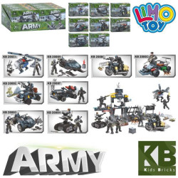 Конструктор LIMO TOY військовий, транспорт, від 59 до 95дет, ЦІНА ЗА 1ШТ, 8 видів, в дисплеї, 38*18*14,5см, арт: KB2000