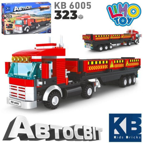 Конструктор LIMO TOY трейлер, 325мм, 323 дет., в корр. 40*25*9см , арт: KB6005