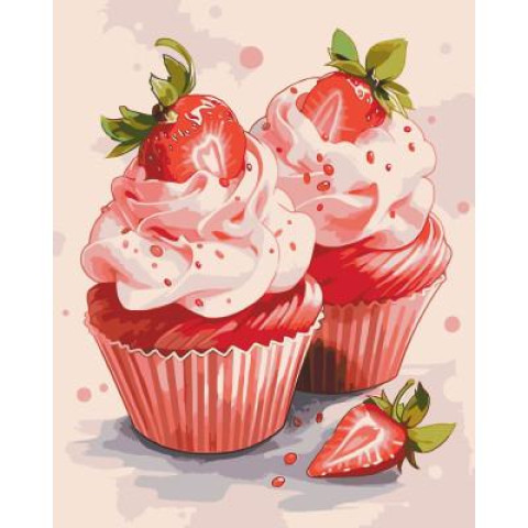 Картина по номерам Натюрморты. Клубничный капкейк, 40х50см, в термопакете, ART Craft (12022-AC)