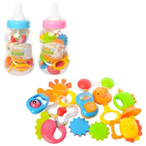 Брязкальце 10шт, від 8см, прорізувач, тріскачка, 2 види, в колбі, арт: K225P3-P4