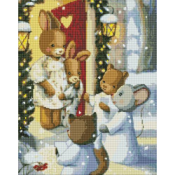 Алмазна мозаїка «Магія колядок» з АВ стразами 40х50см, в термопакеті, ТМ Ідейка, Україна, арт: AMO7765