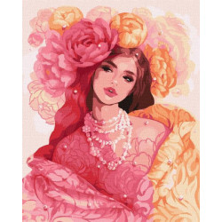 Картина за номерами Люди. Красуня та півонії, 40х50см, в термопакеті, Идейка (KHO8329)