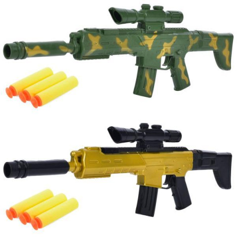 Автомат 43см, мягкие шары-присоски, 2 цвета, пак. 47*15*3см 