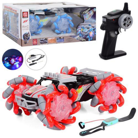 Джип р/у 2,4G, аккумулятор, USB зар, 21см, звук, свет, трансформ.колеса, управление жестами, 2 цвета, в кор. 31*13,5*20см арт: CV-A500-2