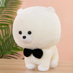 М'яка іграшка   "Бішон Фрізе" з чорним бантом, білого кольору, 30см, AToys (C29)