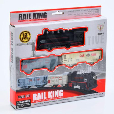 Залізниця діаметр 67,5см, довжина 210см, локомотив, звук, світло, 2 вагони, 13дет, на батар., в кор. 25,5*23,5*4см, ст: 19051-2