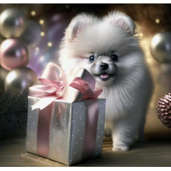 Алмазна мозаїка "Цуценя з подарунком" 30*40см, ТМ Dreamtoys, арт: S20006