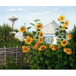 Алмазна мозаїка "Соняшники біля сільського будинку", без підрамника, 35*45см, ТМ Dreamtoys, арт: S30064