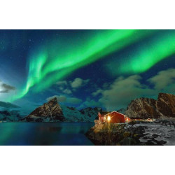 Алмазна мозаїка "Північне сяйво над затишним будинком", 40*50см, ТМ Dreamtoys, арт: S40041