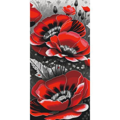 Картина за номерами Квіти. Червоні маки, з фарбами металік, 40х80см, в термопакеті, ART Craft (13092-AC)