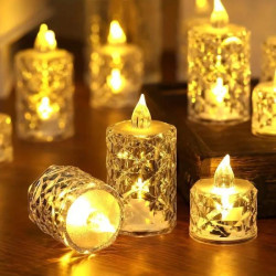 Набор свечей LED 8*4см, 12шт, кристалл, для декора, размер L, в кор. 24*9*9см, арт: TN4-6