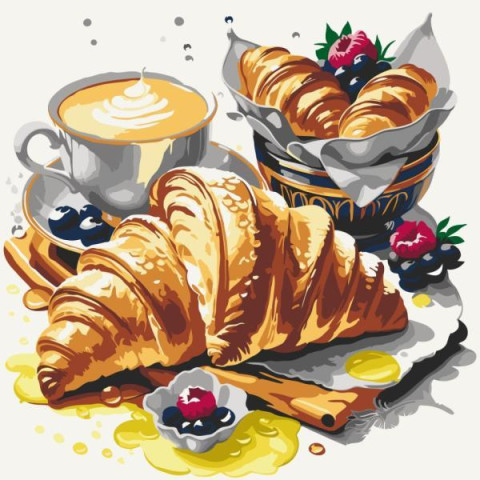 Картина по номерам Натюрморты. Французский завтрак, 40х40см, в термопакете, ART Craft (12027-AC)