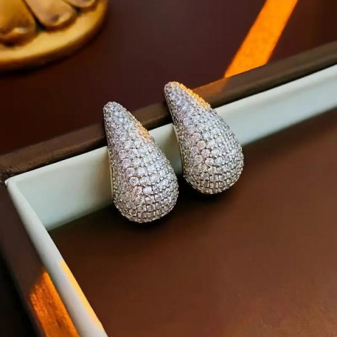 Сережки срібло з камінцями, пак. 9*7см, арт: TS-6