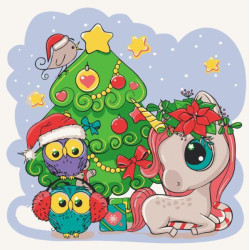 Картина за номерами Дитячі сюжети. Єдиноріжка з друзями, 30х30см, в термопакеті, ART Craft (15553-AC)