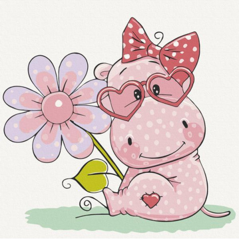 Картина за номерами Дитячі сюжети. Бегемотик з квіткою, 30х30см, в термопакеті, ART Craft (15539-AC)