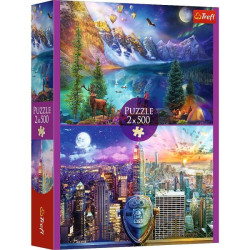 Пазлы 2х500элм. "Тур Америкой", в корр. 40*27*6см, ТМ Trefl, Польша, арт: 37500
