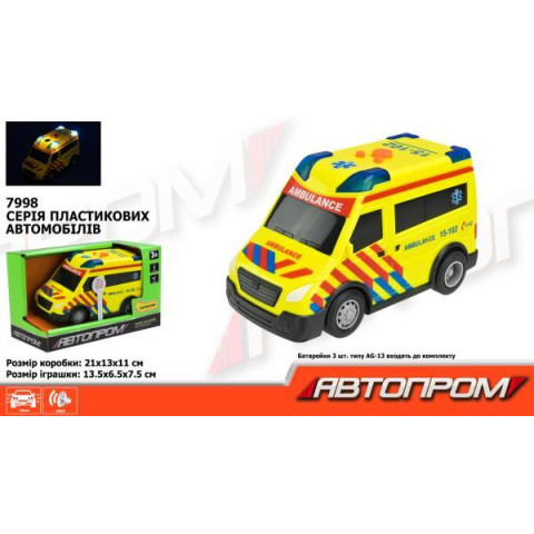 Машина АВТОПРОМ бат. світло., звук, в кор. 18*10,5*8,5см, ст: 7998