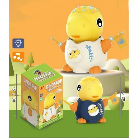 Музыкальная игрушка динозавр, 15см, музыка, свет, ездит/танцует, подвижные детали, 2 цвета, на бат., в кор. 11*15,3*10см, ст: 2366
