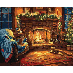 Картина по номерам Зимние и новогодние сюжеты. Праздничный камин, 40х50см, в термопакете, Идейка (KHO6663)