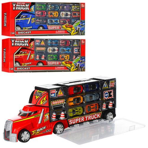 Трейлер контейнер із відділенням для машин, мет. машинки, 3 види, в кор. 50*19*10 Артикул: SQ80506-AF-SQ80512-F