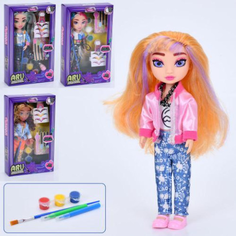 Лялька 23см, шарнирная, 2 фломастера, краски 3шт, кисточка, 4 вида, в кор. 15,5*25,5*5см, ст: CQ5057-58-59-60