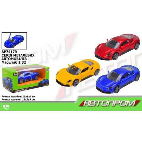 Машина АВТОПРОМ 1:32, 3 цвета, откр.двери, в кор.15*8*7см, арт: AP74179