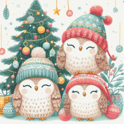 Картина за номерами Дитячі сюжети. Різдвяні совенята, 40х40см, в термопакеті, ART Craft (11586-AC)