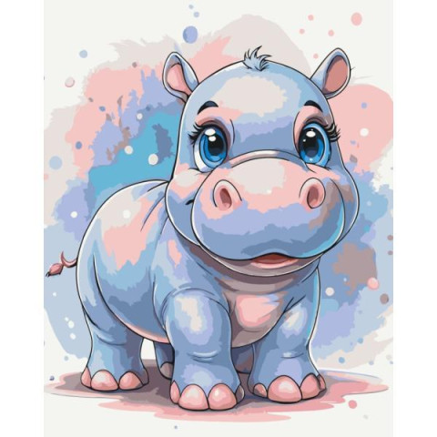 Картина за номерами Дитячі сюжети. Мрійливий бегемотик, 40х50см, в термопакеті, ART Craft (11587-AC)