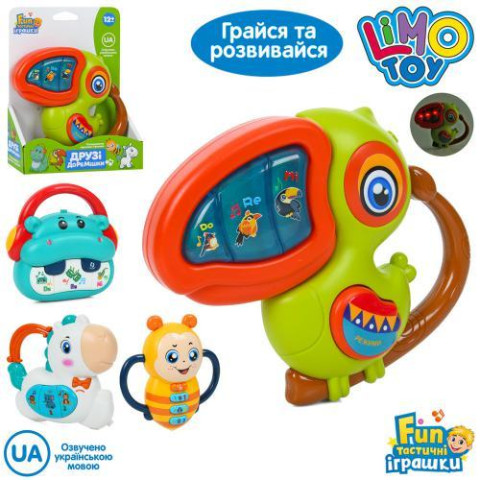 Піаніно 12см, навчальне, музика, звук (УКР), вірші, світло, 4 види, на батар., в кор. 14,5*18,5*5см  арт: FT0056ABCD