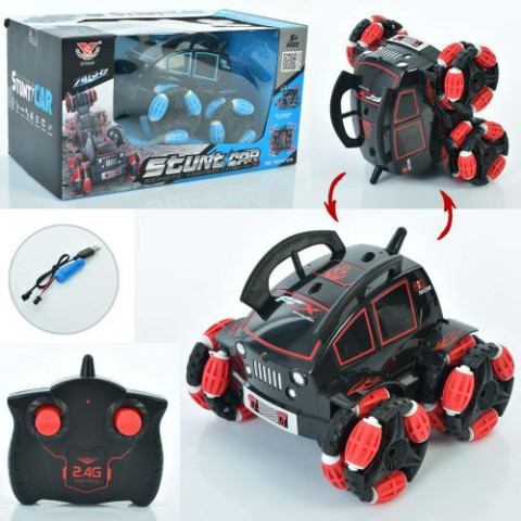 Машина р/у 2,4G, аккумулятор, 14см, трюковая, оборот360, USB зарядное, 2 цвета, в кор. 28,5*15,5*16см 