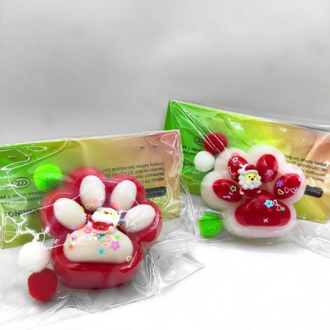 Сквіш липучка Різдвяна котяча лапка Санта-Клаус 7*7см, пак. 12*14см арт: KARD4-6