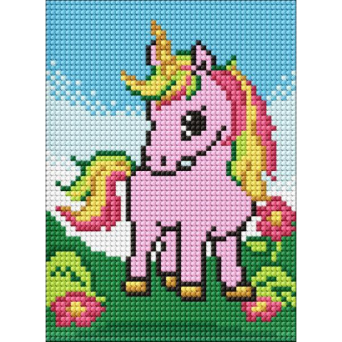 Алмазна мозаїка без підрамника для дітей "Чарівна єдиноріжка" 15х20см, пакет, ТМ Ідейка, Україна арт: AMM1042