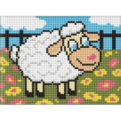 Алмазна мозаїка без підрамника для дітей &quot;Білий баранчик&quot; 15х20см, пакет, ТМ Ідейка, Україна арт: AMM1078