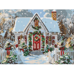 Алмазна мозаїка "Різдвяний будиночок" 30х40см, термопакет, ТМ Ідейка, Україна арт: AMO8103