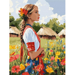 Картина за номерами "Гарна українка" 30х40см, термопакет, ТМ Ідейка, Україна