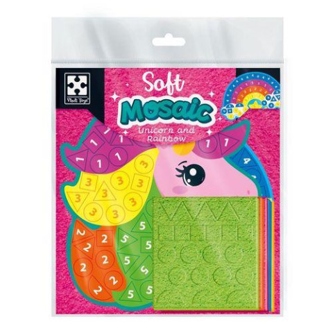 Набір для творчості зі плюшевою мозаїкою "Єдиноріг та Веселка", пак. 26*21см, ТМ Vladi Toys, Україна арт: VT4511-17