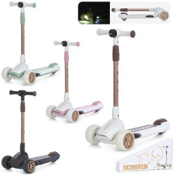 Самокат Maxi-big, металл+пластик, 3 колеса ПУ,2 пер.118мм св, задн 85мм, свет, подножка 30*13см-музыка, свет, руль 5 положений 