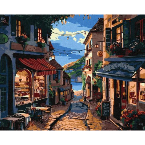 Картина за номерами "Французька вуличка" 40х50см, в термопакеті, ТМ Ідейка, Україна арт: KHO3655